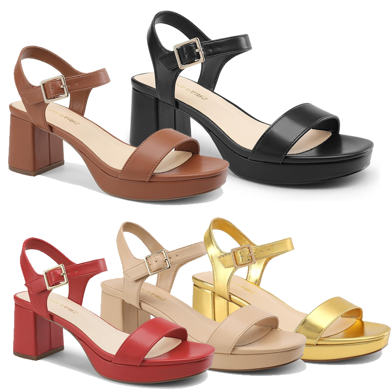 Women's 2.56in Block Heel Chunky Platform Sandals for Wedding & Party
