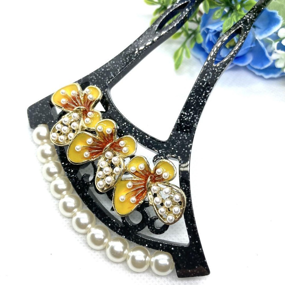 Kono Bachi Type Hairpin Hair Accessory - Yellow for Weddings & Formal Events