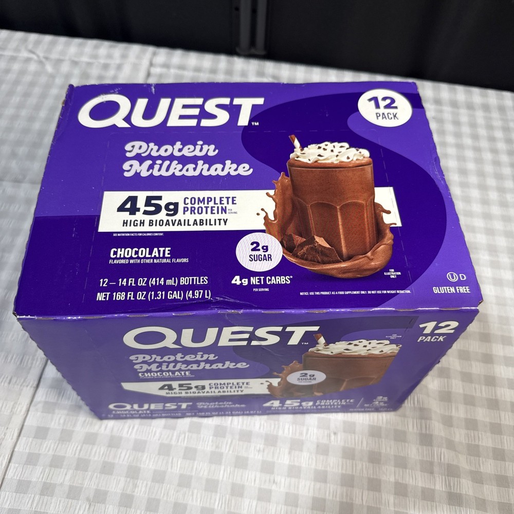 Quest Nutrition Protein Milkshake, Chocolate 45g Protein, 2g Sugar, 12 Pack 12oz
