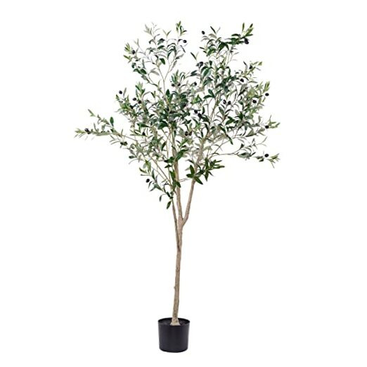 6FT Tall Artificial Olive Tree in Pot - Realistic Faux Silk Plant