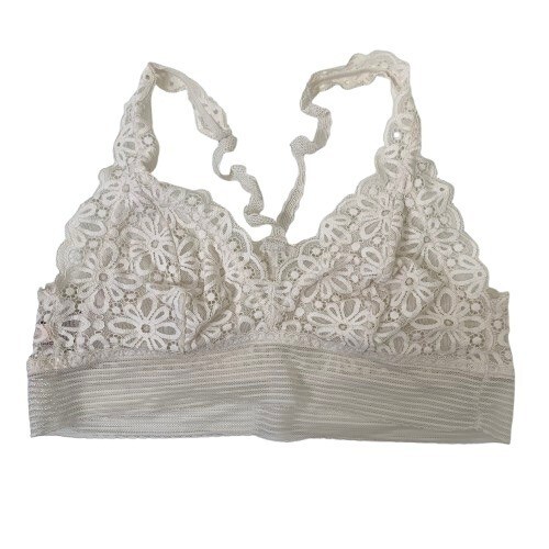 Victoria’s Secret Daisy Floral Lace Bralette Racerback White Size Medium