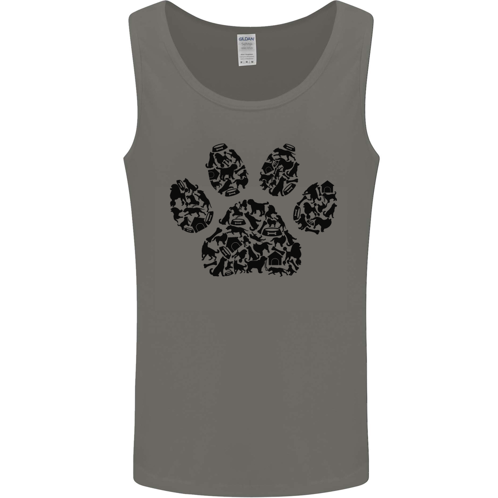 Dog Paw Print Word Art Mens Vest Tank Top