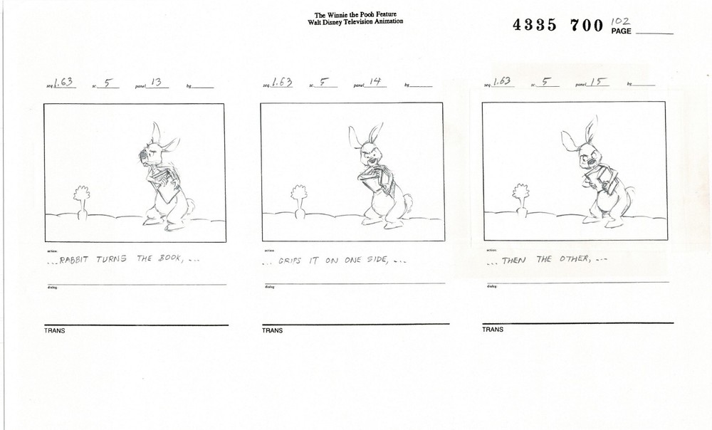 Winnie the Pooh Grand Adventure Disney Production Original SB Drawings 1997 6320