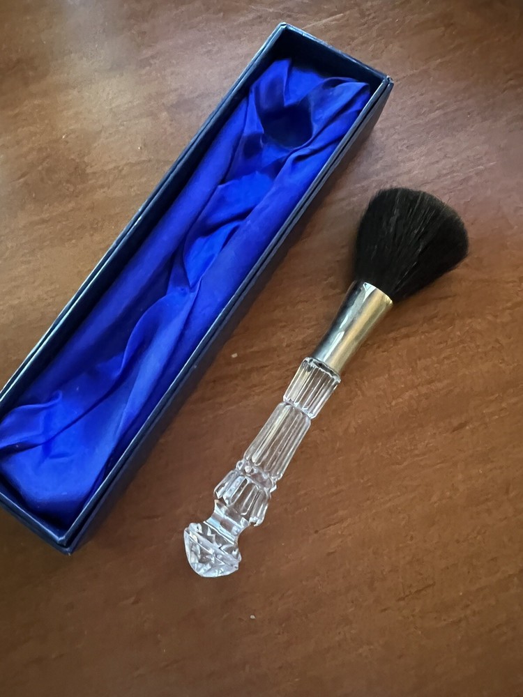 Retired Waterford Crystal Handled MAKEUP POWDER or BLUSH BRUSH