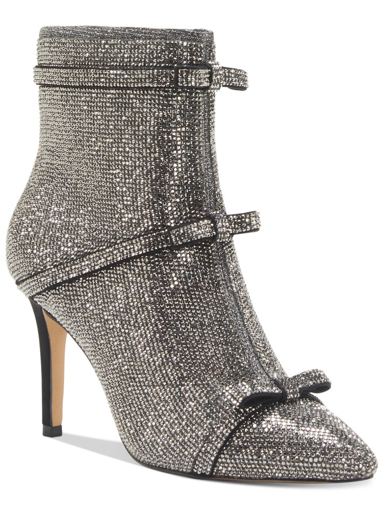 INC Womens Silver Rhinestone Isauria Pointed Toe Stiletto Booties 7 M