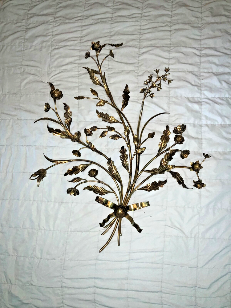 Vintage Hollywood Regency Style Gold Gilt Tole Wall Art 41 x 34’’  LARGE