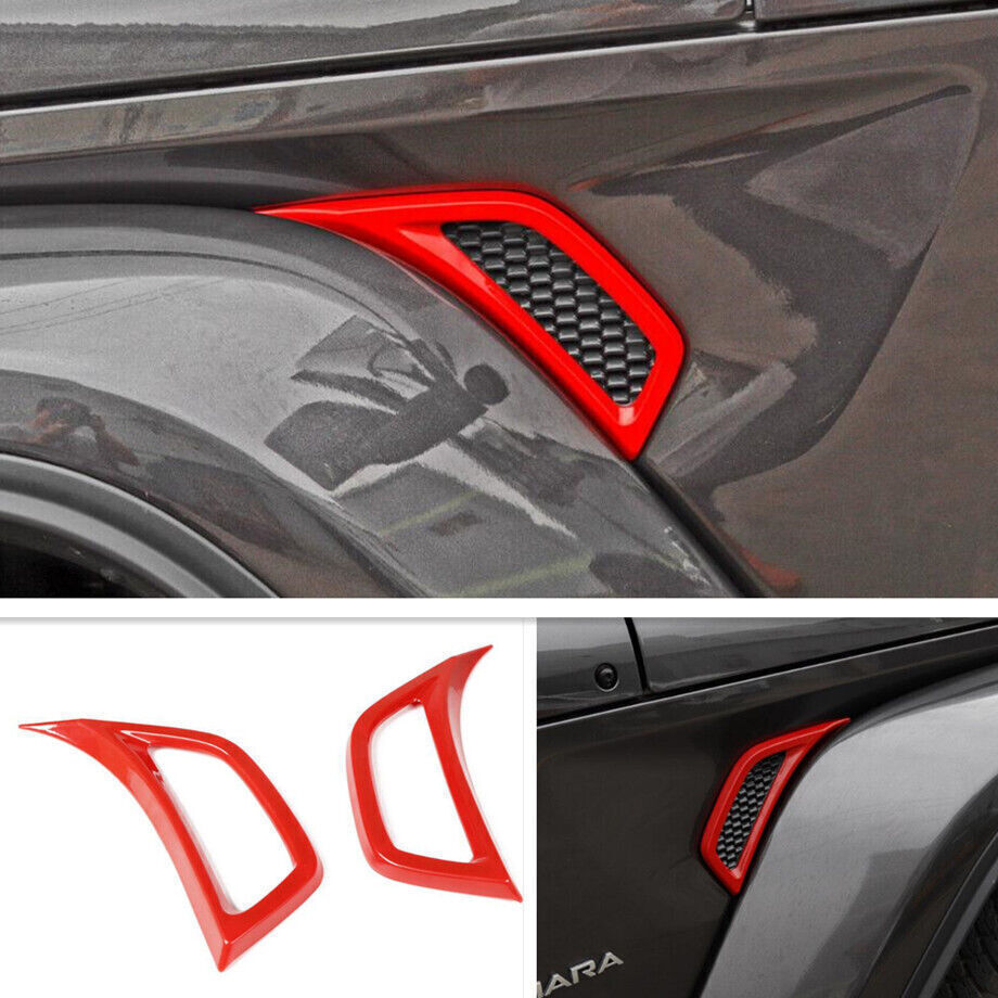 For 2018-2023 Jeep Wrangler JL ABS Red Side Fender Vent Overlay Cover Trim Decor