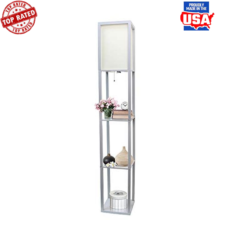 Floor Lamp Organizer Storage 3 Built-In Shelf Linen Modern Convenient Switch New