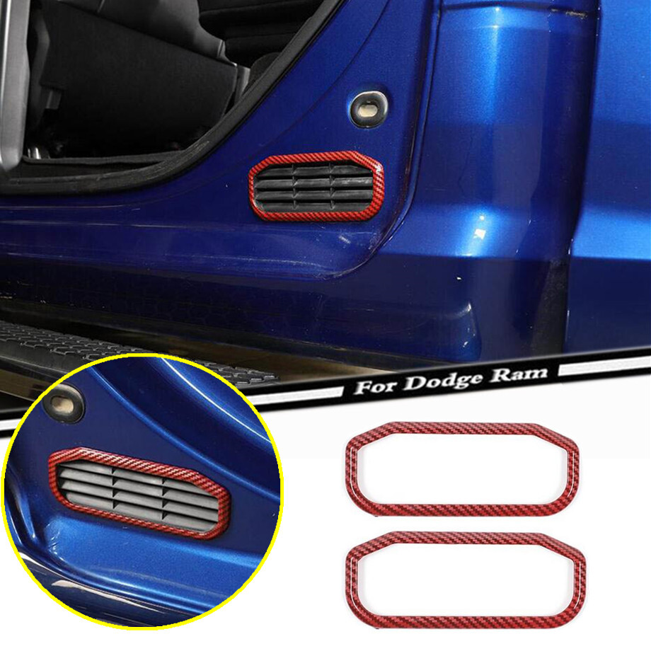 Red Carbon Fiber Rear Vent Cover for Dodge RAM 1500 2010-2024 Models