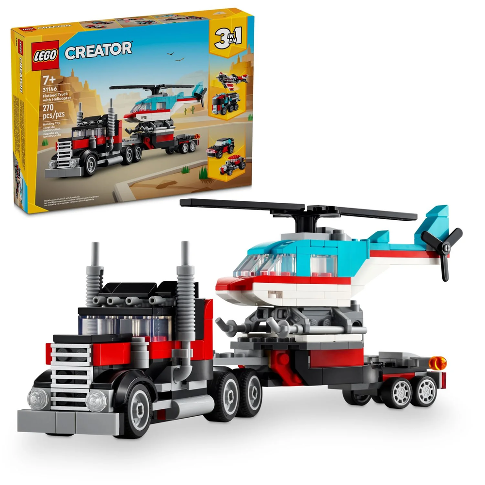 LEGO Creator 3in1 Flatbed Truck Toy Transforms into Helicopter and Hovercraft  
