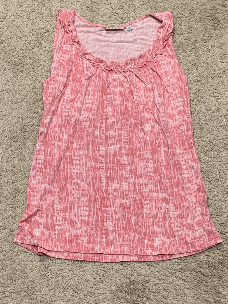 Halogen Womens Sleeveless Shirt Size Medium Pink Ruffle Lightweight Flowy