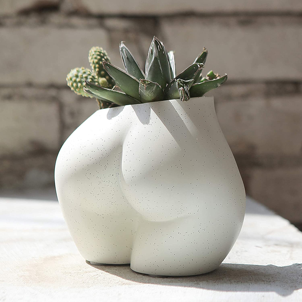 Mini Female Body Shaped Resin Planter, 5 in Diameter, with Drainage Holes, for I