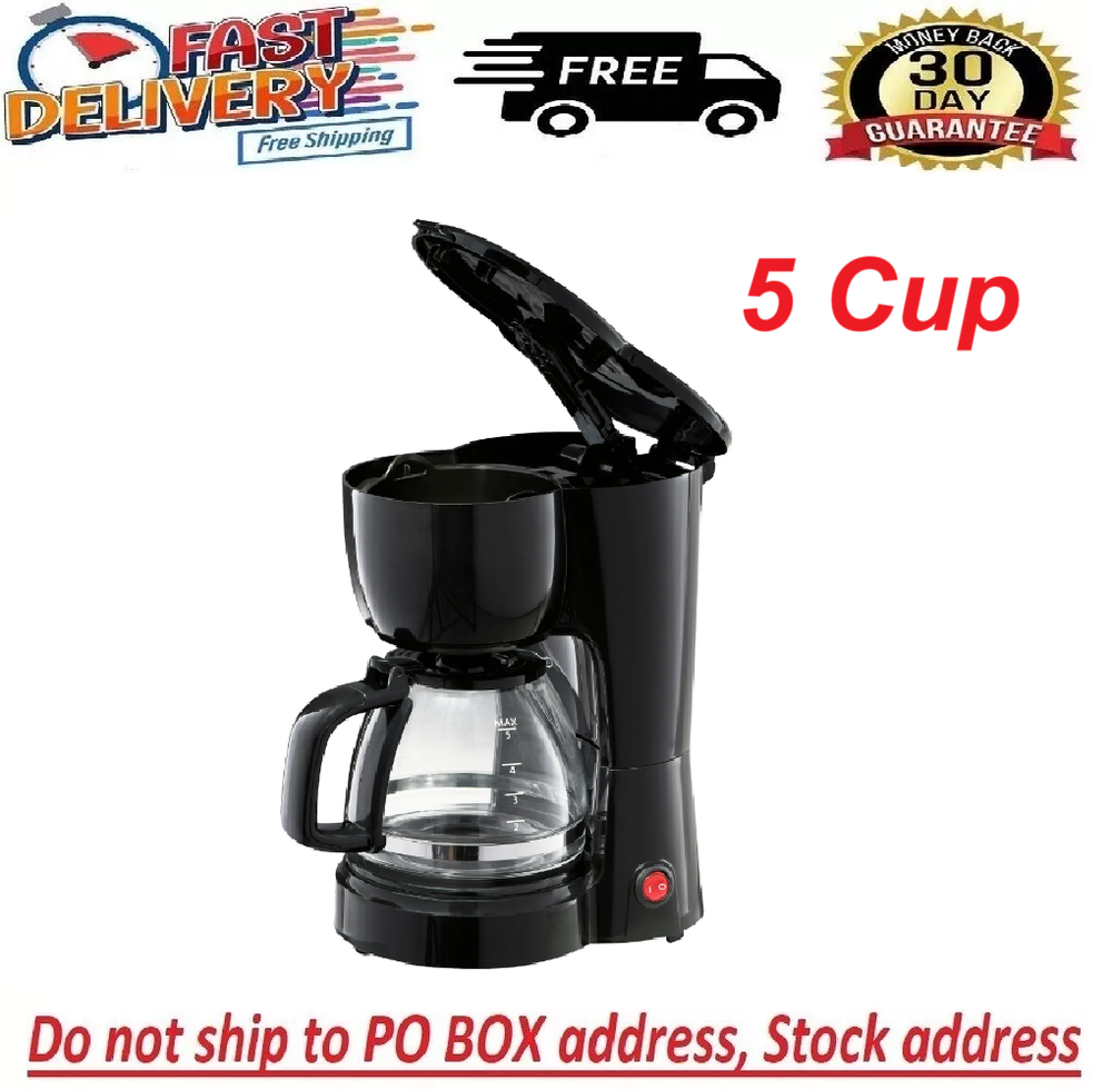 5 Cup Auto keep Warm Function Coffee Maker With Removable Filter Basket, Black