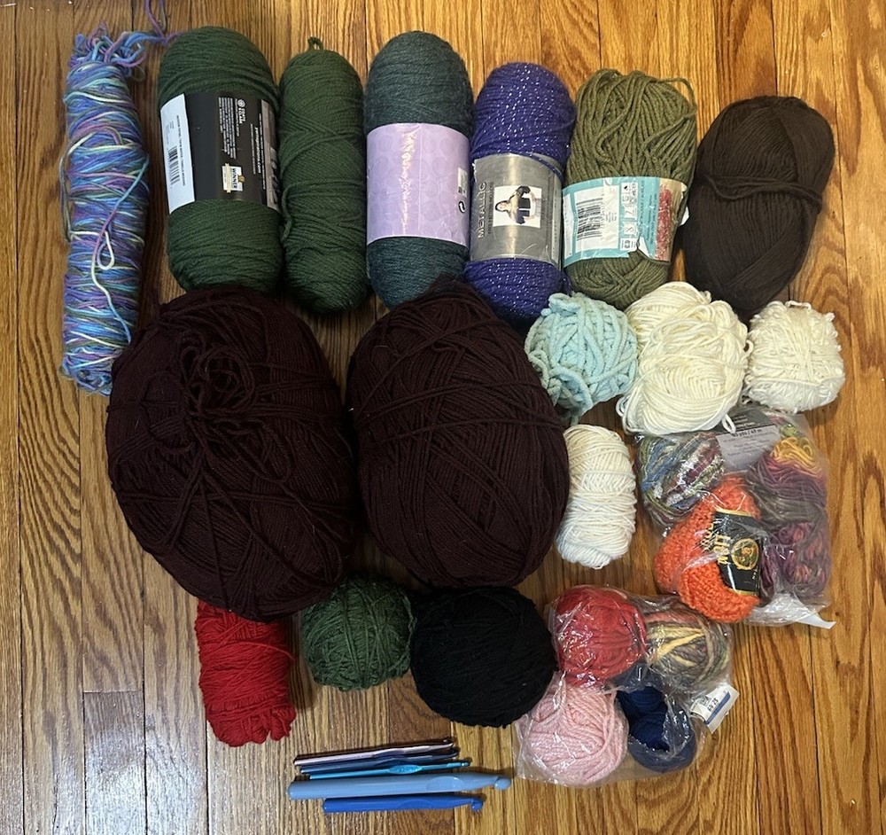 Colorful Yarn Bundle with Assorted Needles for Knitting and Crochet