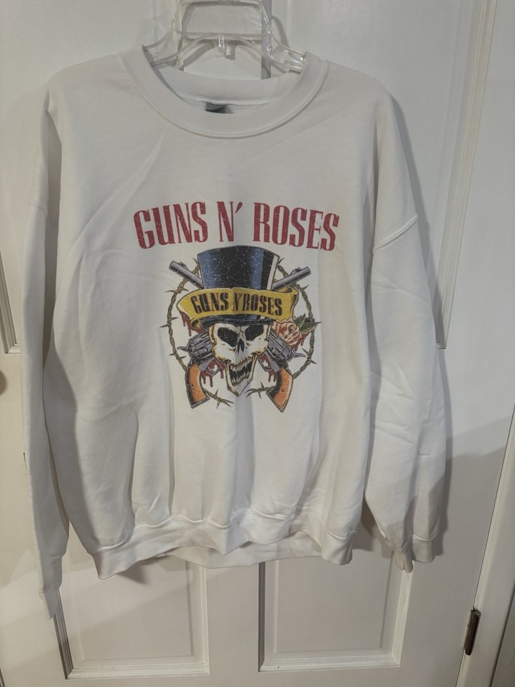 Guns And Roses Sweatshirt White Gildan XL