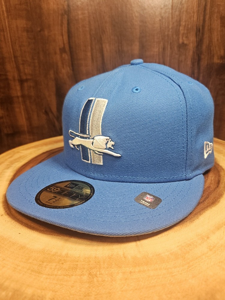 Detroit Lions New Era 59Fifty Fitted Hat Cap Size 7 1/2 Vintage Throwback Lodo
