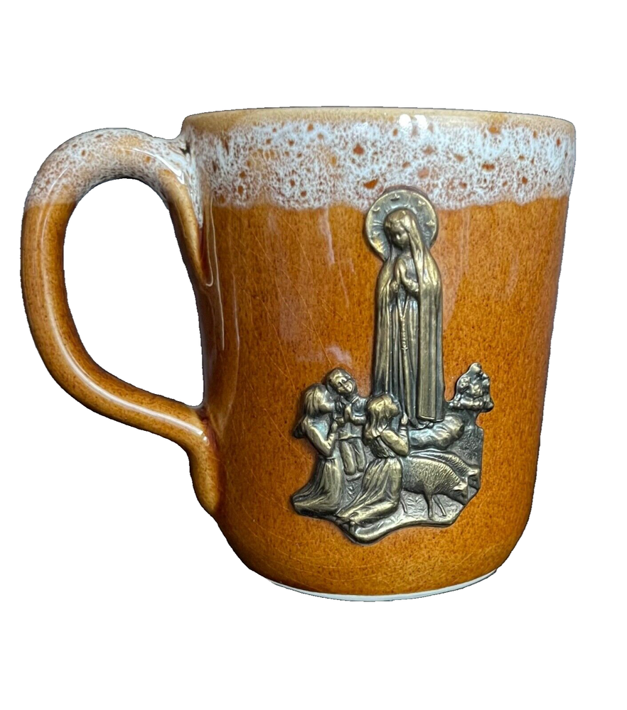 Vintage Mother Mary Cup W/ Blessed Mother Praying With Children Rare 12oz Mug