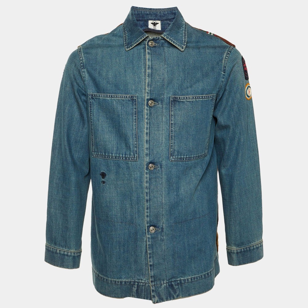 Dior Blue Embroidered Denim Jacket M