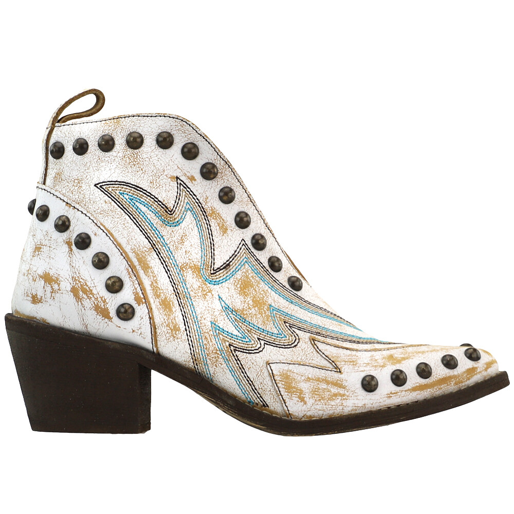 Studded Embroidered Pointed Toe Cowboy Booties by Circle G Corral