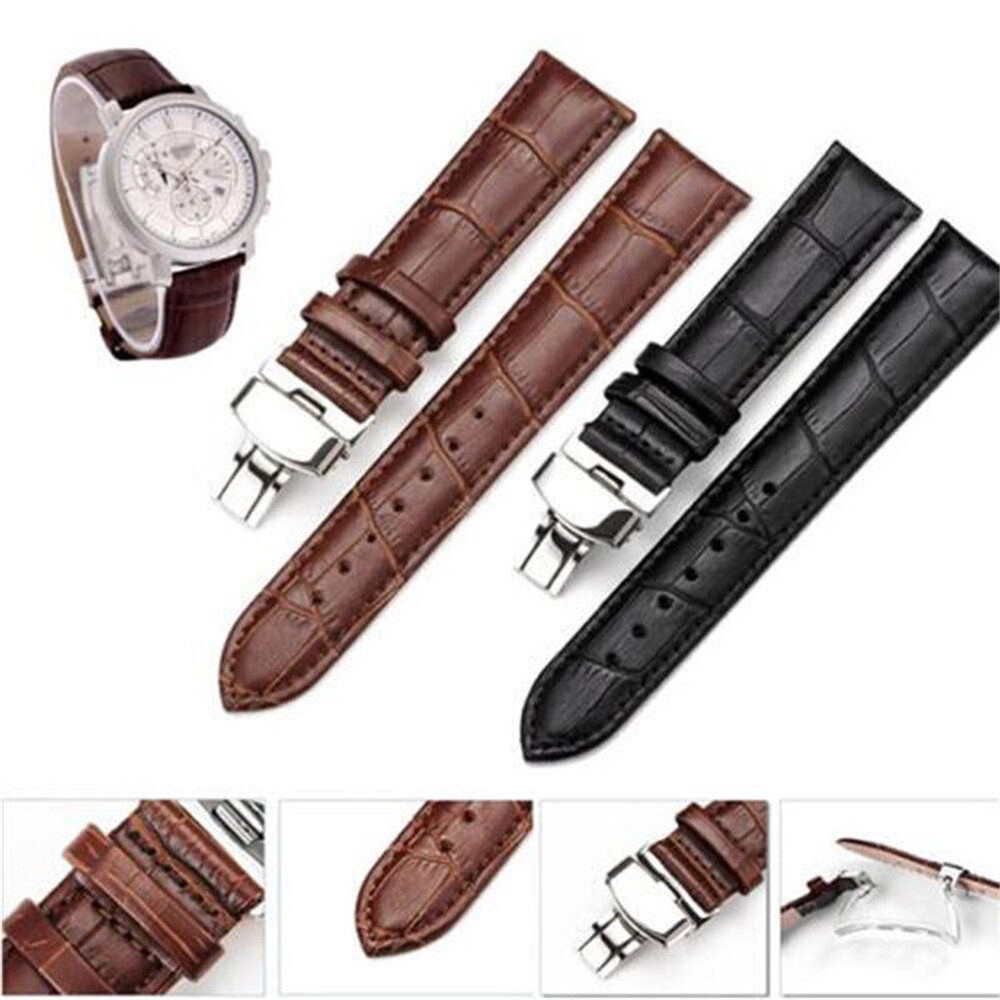 Genuine Leather 12-24mm Military Watch Band Strap Wristband Replacement
