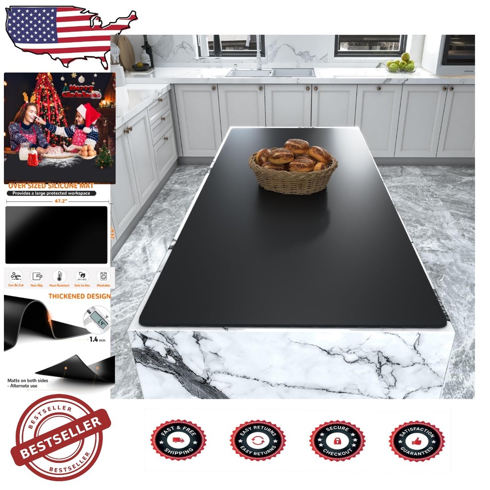 47x23 Extra-Large Non-Slip Heat-Resistant Silicone Kitchen Mat Protector