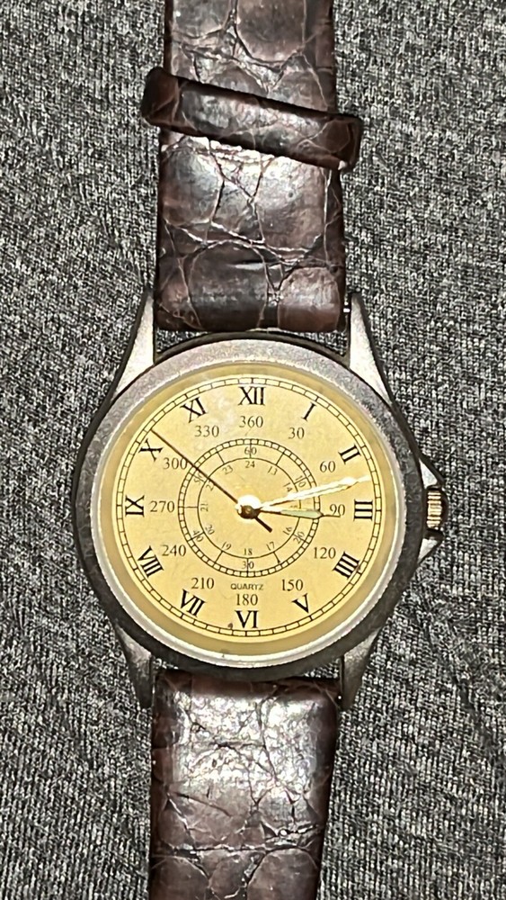 Japan Movt Watch genuine Leather Band Needs Battery Silver Tone