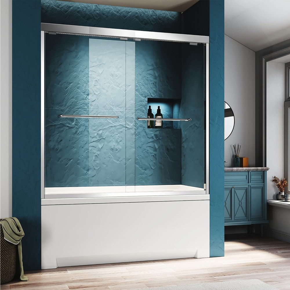 60W x 57H Clear Glass Chrome Bathroom Shower Door Top Quality