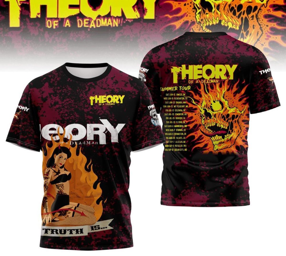Theory Of A Deadman Summer Tour 2024 The Schedule 3D T-Shirt