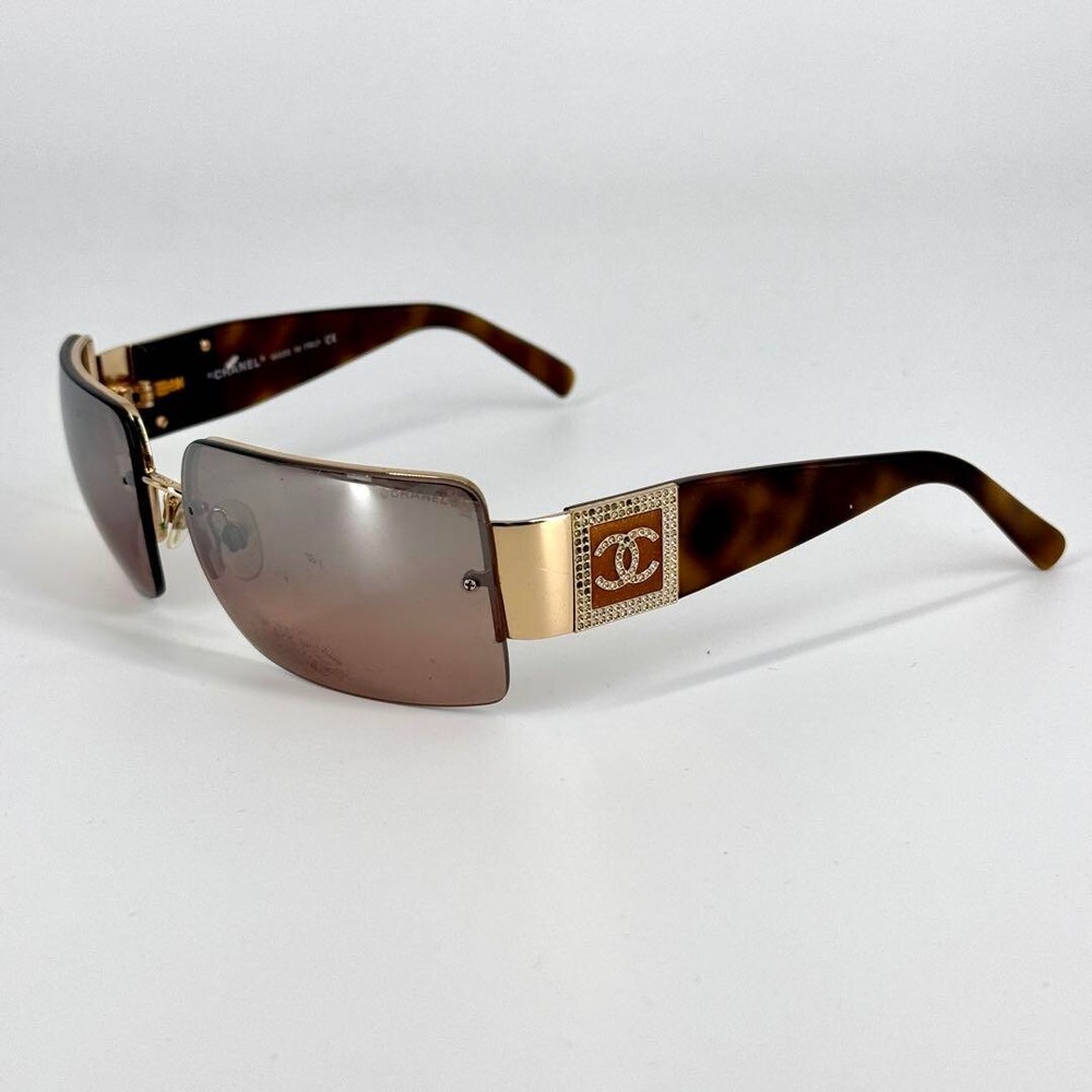 Chanel 4095-B Tortoiseshell Brown Half Rim Sunglasses c.125/6U