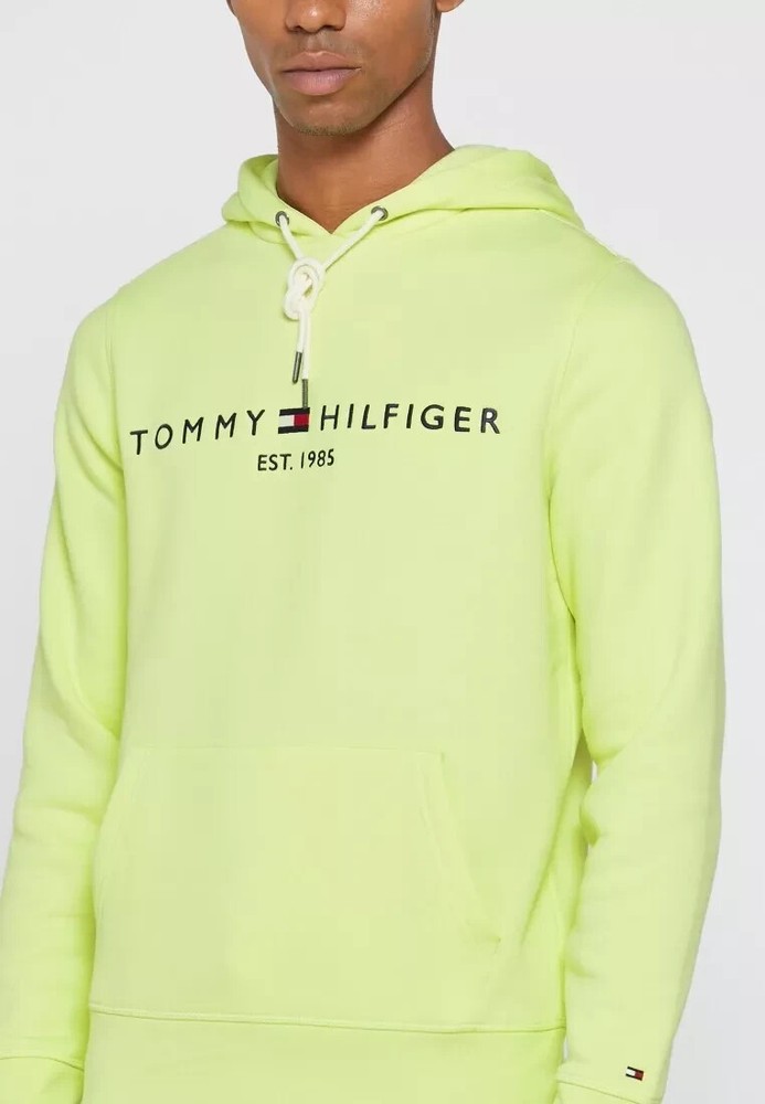 Men's Tommy Hilfiger Logo Hoodie in Neon Green Size M NWT