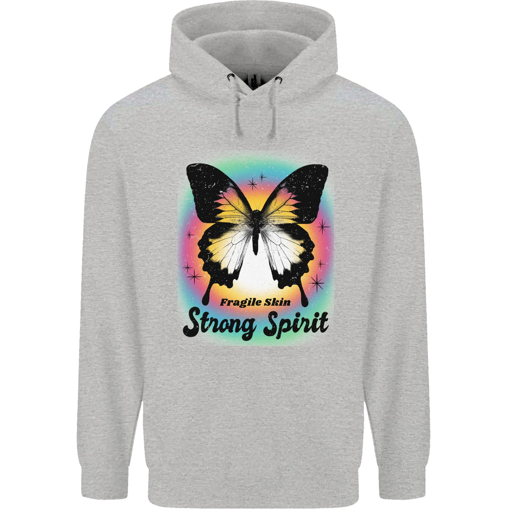Fragile Skin Strong Spirit Butterfly Mens 80% Cotton Hoodie