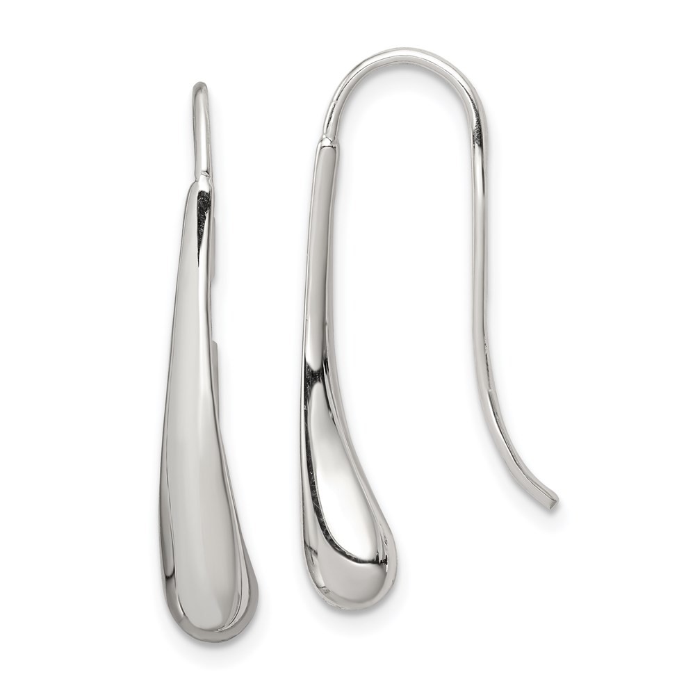 Sterling Silver Teardrop Wire Drop & Dangle Earrings 3.39gm L-33 mm, W-5 mm