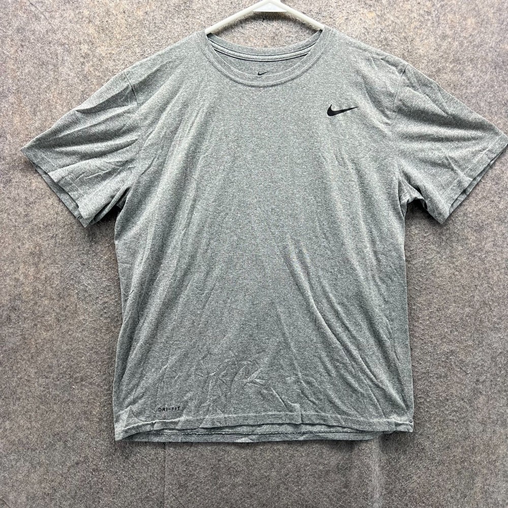 Nike Dri-Fit Gray Crewneck Gym Shirt for Men Large Athletic Running Jersey