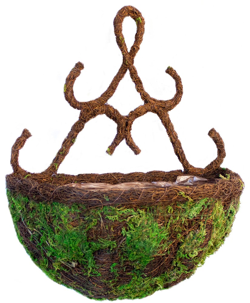 (29398 Moss & Wicker Wall Sconce Planter Basket Décor for Home and Garden Per...