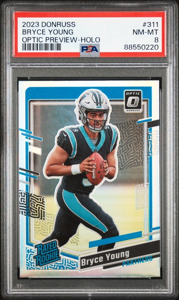 Bryce Young Rookie RC PSA 8 2023 Donruss Optic Preview Holo #311 Panthers