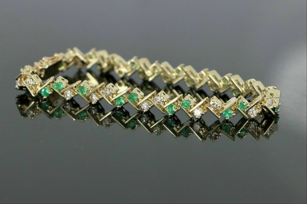 10Ct Round Cut Lab-Created Emerald Tennis Bracelet 14K Yellow Gold Plated