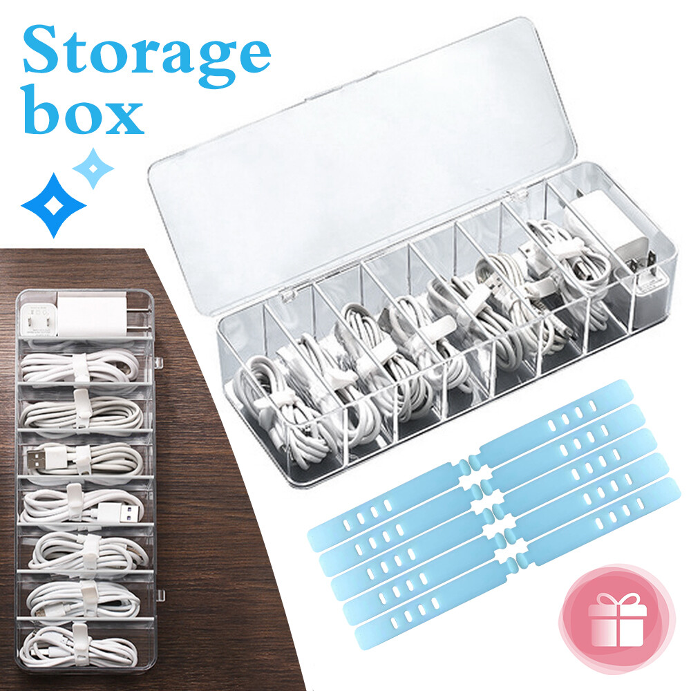 USB Charger Data Cable Storage Box Organizer Power Cord Buckle Desktop Holder