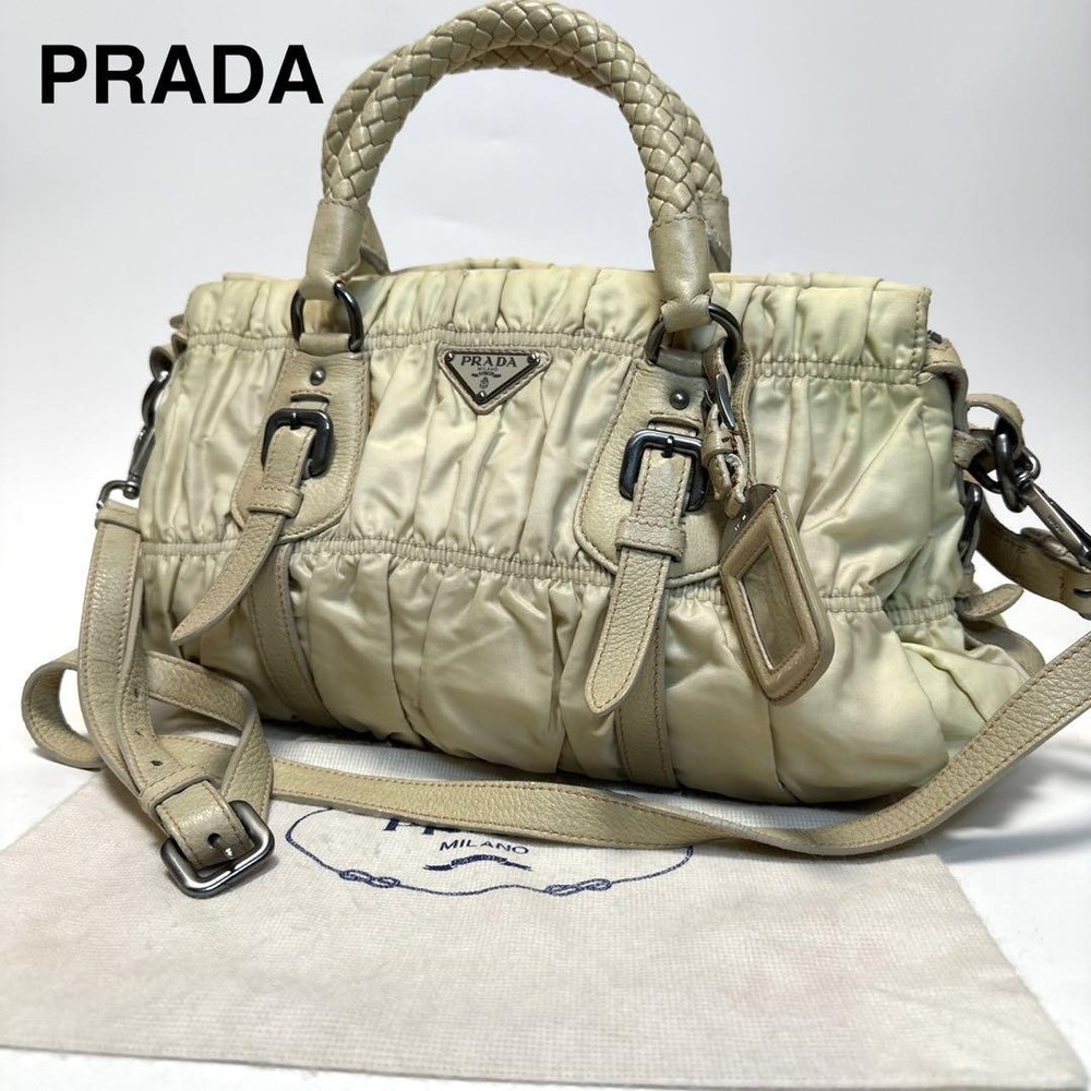 Prada M09 Triangle Logo Nylon Leather Convertible Shoulder Bag Preowned