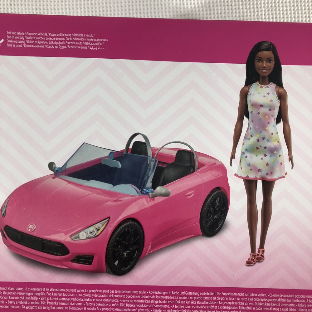 BARBIE DOLL and CONVERTIBLE HOT PINK CAR HBY30 African American
