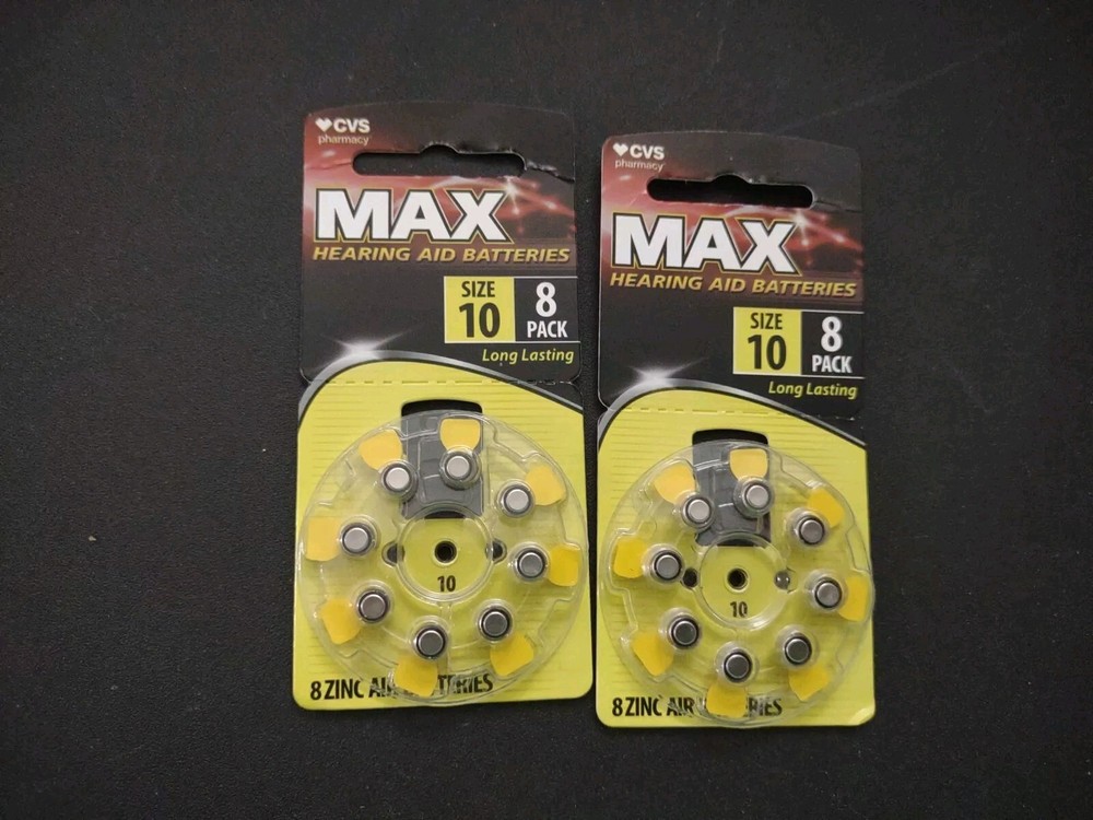 CVS MAX Hearing Aid Batteries Size 10, 8 ct - Lot of 2 Exp 4/2027