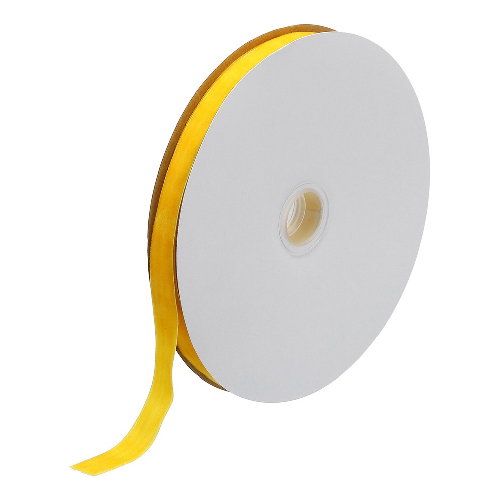Velvet Ribbon 5/8 Inch x 25 Yard Single Face Spool Silky Velvet Fabric Yellow