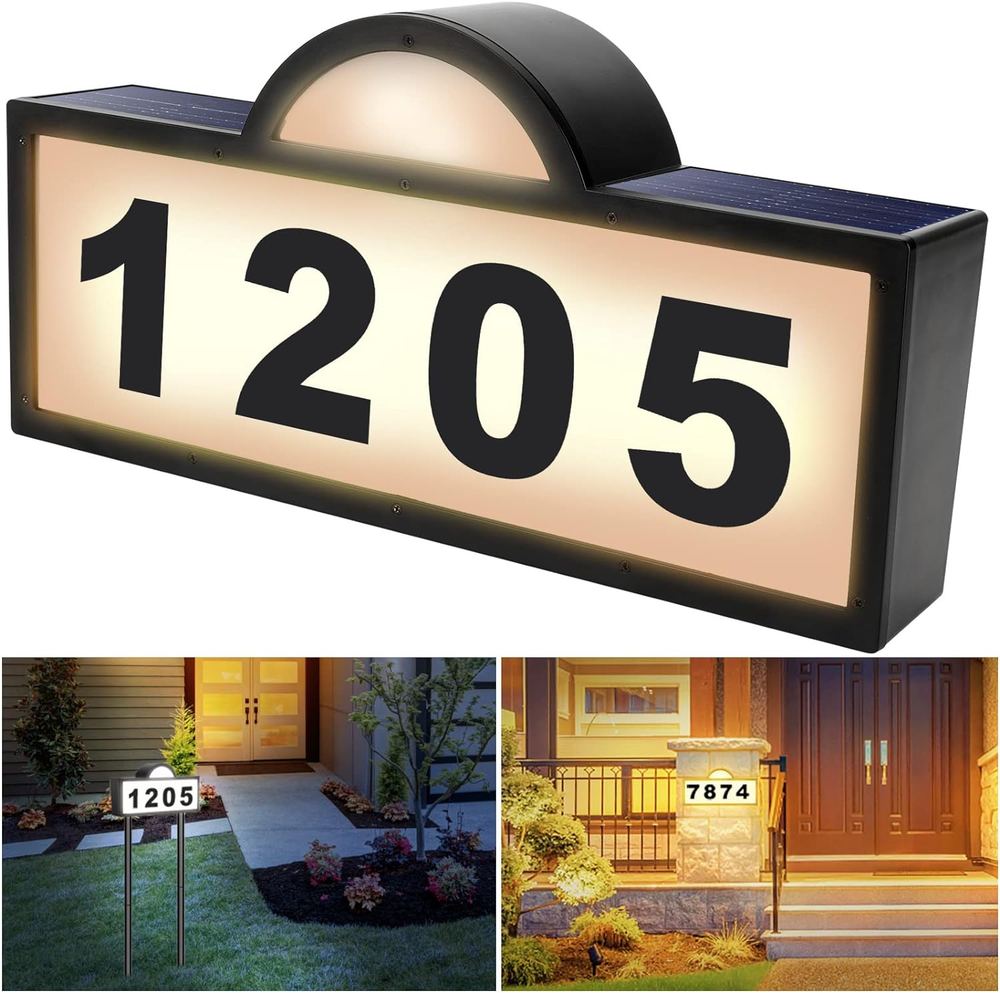 Solar House Numbers Address Sign,Ip65 Waterproof Solar Address Plaque for Outsid