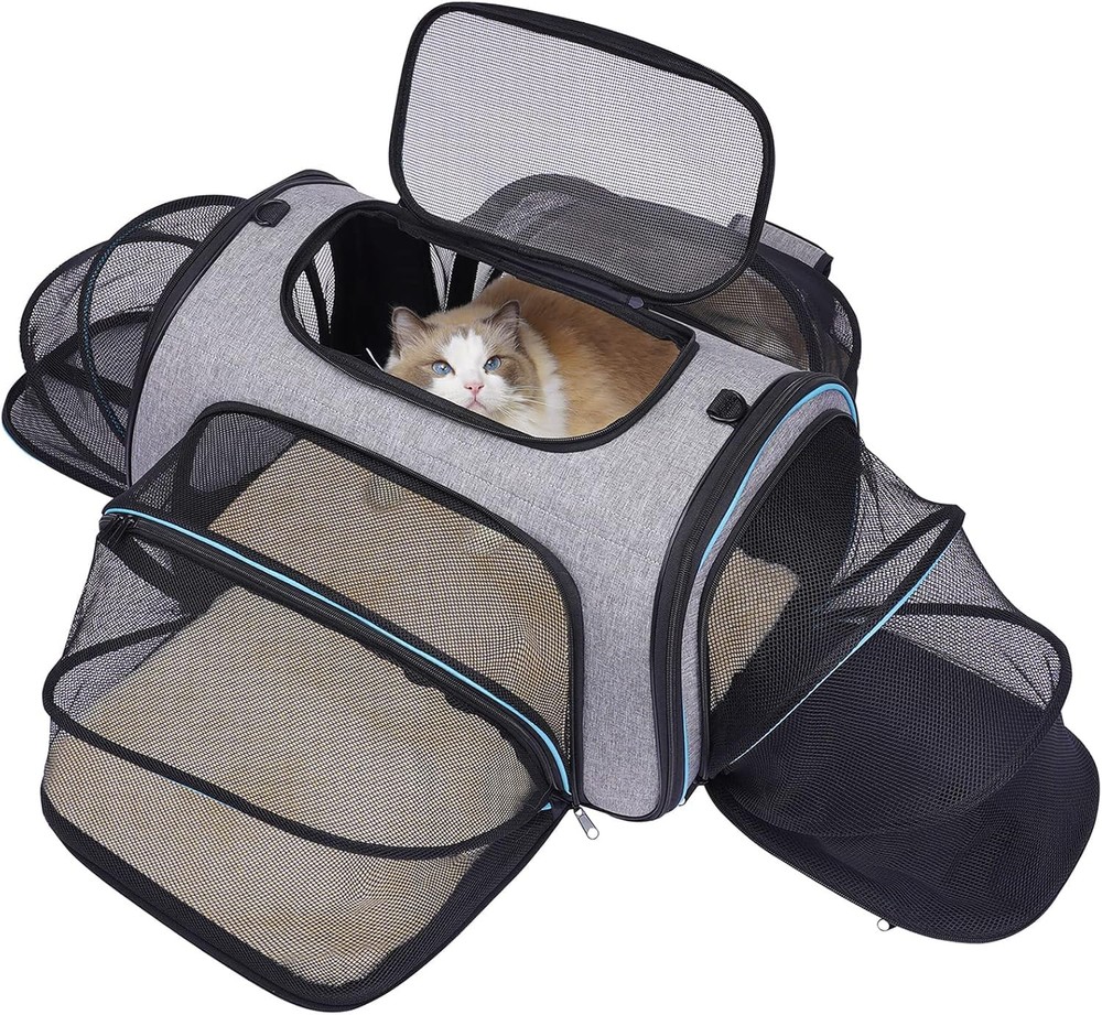 4 Way Expandable Pet Carrier, Airline Approved Collapsible Cat Soft-Sided Car...