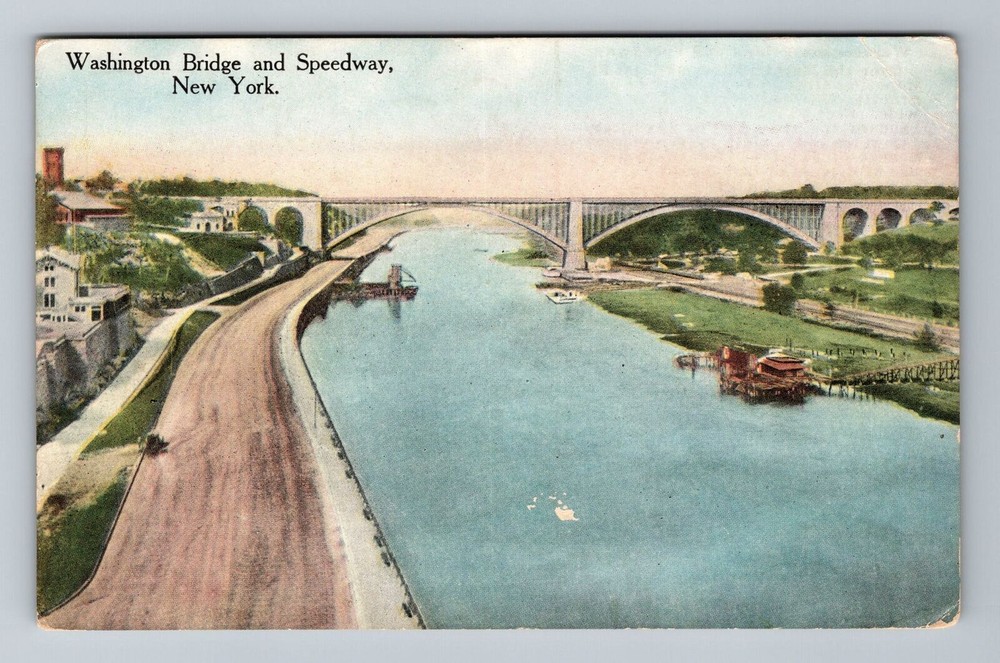 New York City NY,, Washington Bridge & Speedway Vintage Souvenir Postcard