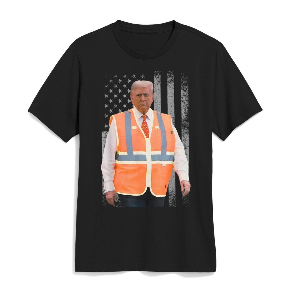 President Trump Garbage Truck Worker Vest USA Flag MAGA 2025 T-Shirt