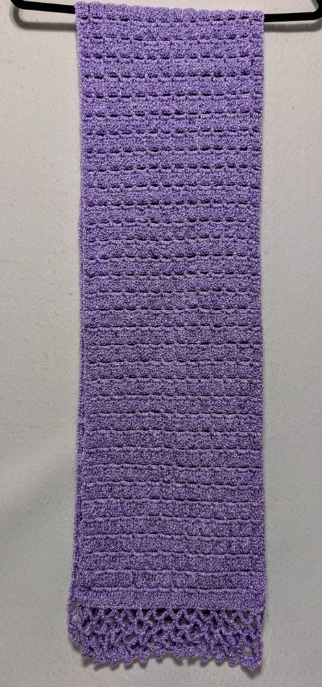 Handmade Crocheted Light Purple Lilac 68 In X 9 1/2 In Scarf