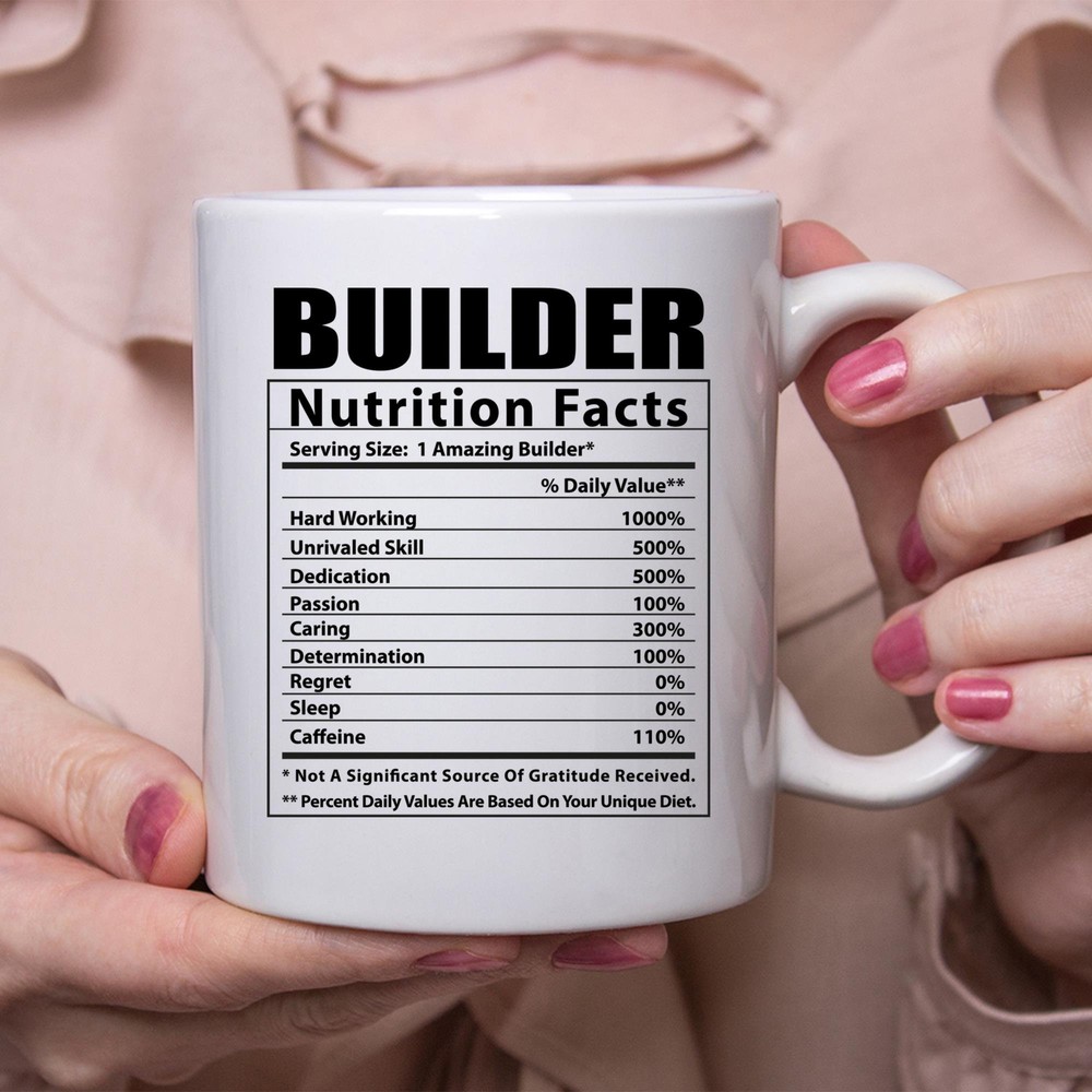 Funny Builder Nutritional Facts White Coffee Mug