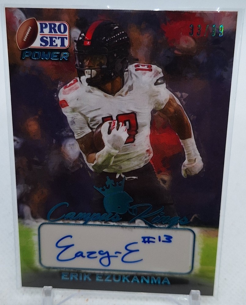 ERIK EZUKANMA 2021 Leaf Pro Set Power #33/99 Campus King Platinum Blue Autograph