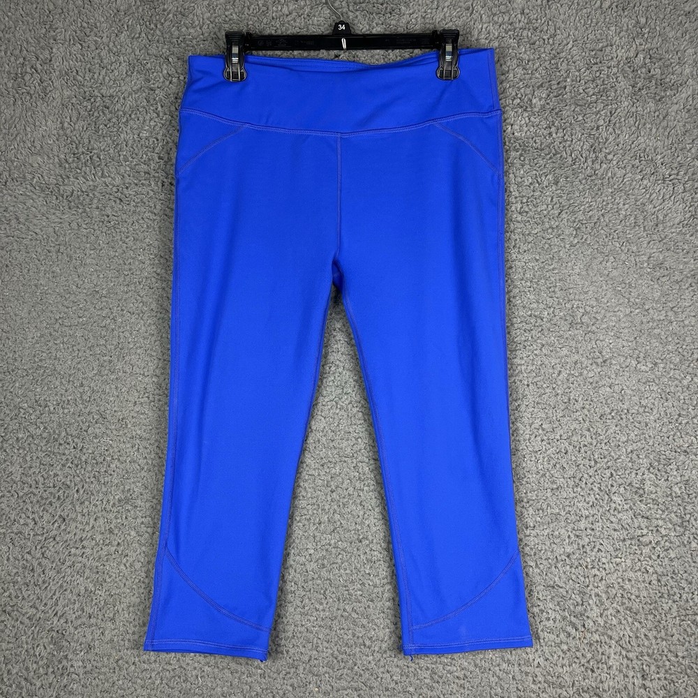 Fabletics Royal Blue Cropped Leggings Womens Large Athletic Yoga Gym Workout EUC
