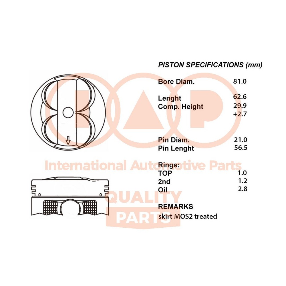 IAP QUALITY PARTS Complete Piston Series 100-06016 for Honda-Standard